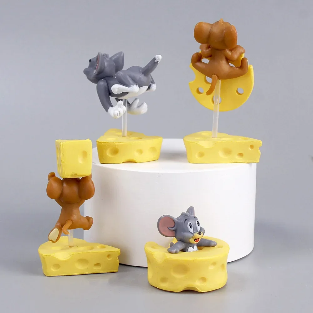 4pcs Cheese Tom cat & Jerry mouse action figures PVC statue Collection model Cake decoration gift