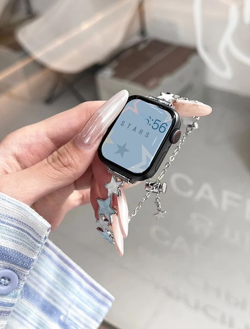 

Ремешок iWatch, совместимый с металлической звездой, 38 мм, 40 мм, 41 мм, 42 мм, 44 мм, 45 мм, 49 мм, модный ремешок