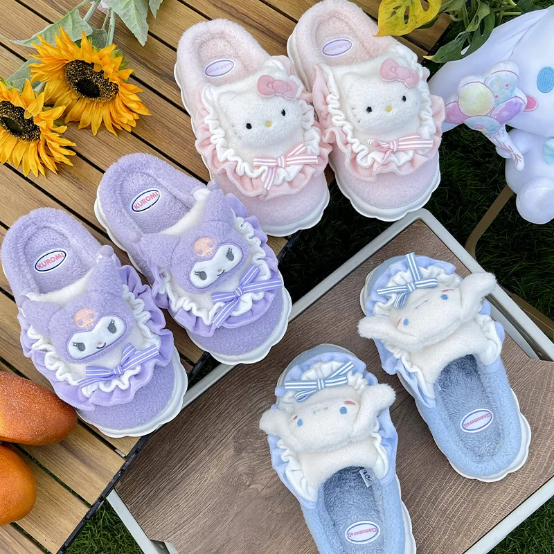 Parent-child Home Slippers Women Bedroom Non Slip Soft Sole Baby Shoes Winter Cute Plush Cotton Slippers Man Couple Slipper