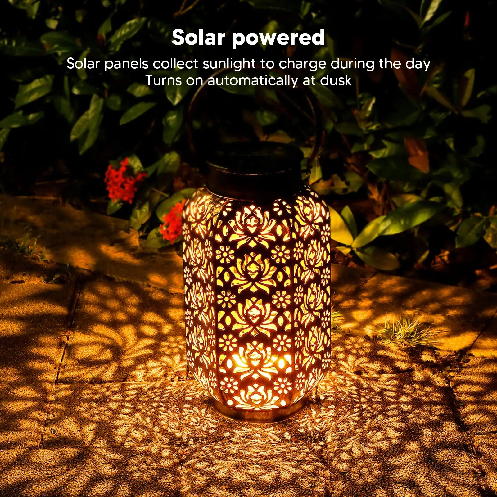 

Solar Powered Garden Lantern LED Hexagonal Rose Shape IP44 Waterproof Durable Yard Decoration Lanterns For Terrace