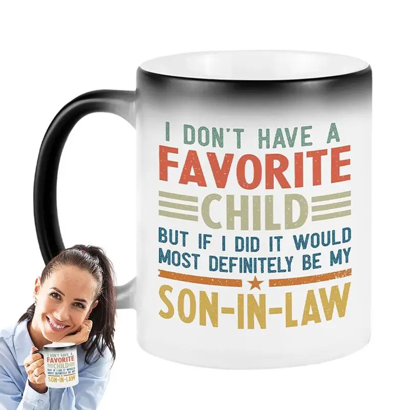 350ml Daughter Son Coffee Mug Heat Reveal Ceramic Mug Son-in-law Daughter-in-law Children Color Changing Tea Cup Gift For Family