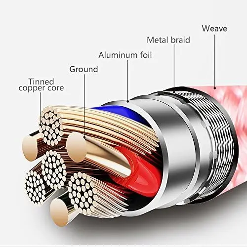 4/8 قطعة كابل شحن سريع لايتنينج كابل USB نايلون مضفر سلك شحن سريع متوافق مع آيفون