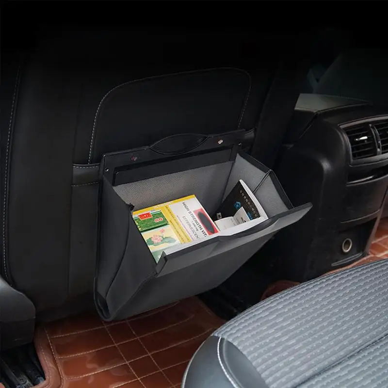 Magnetic Car Trash Can waterproof magnetic adsorption garbage bin Leak-proof Can Back Seat Hanging Leather Storage Pocket