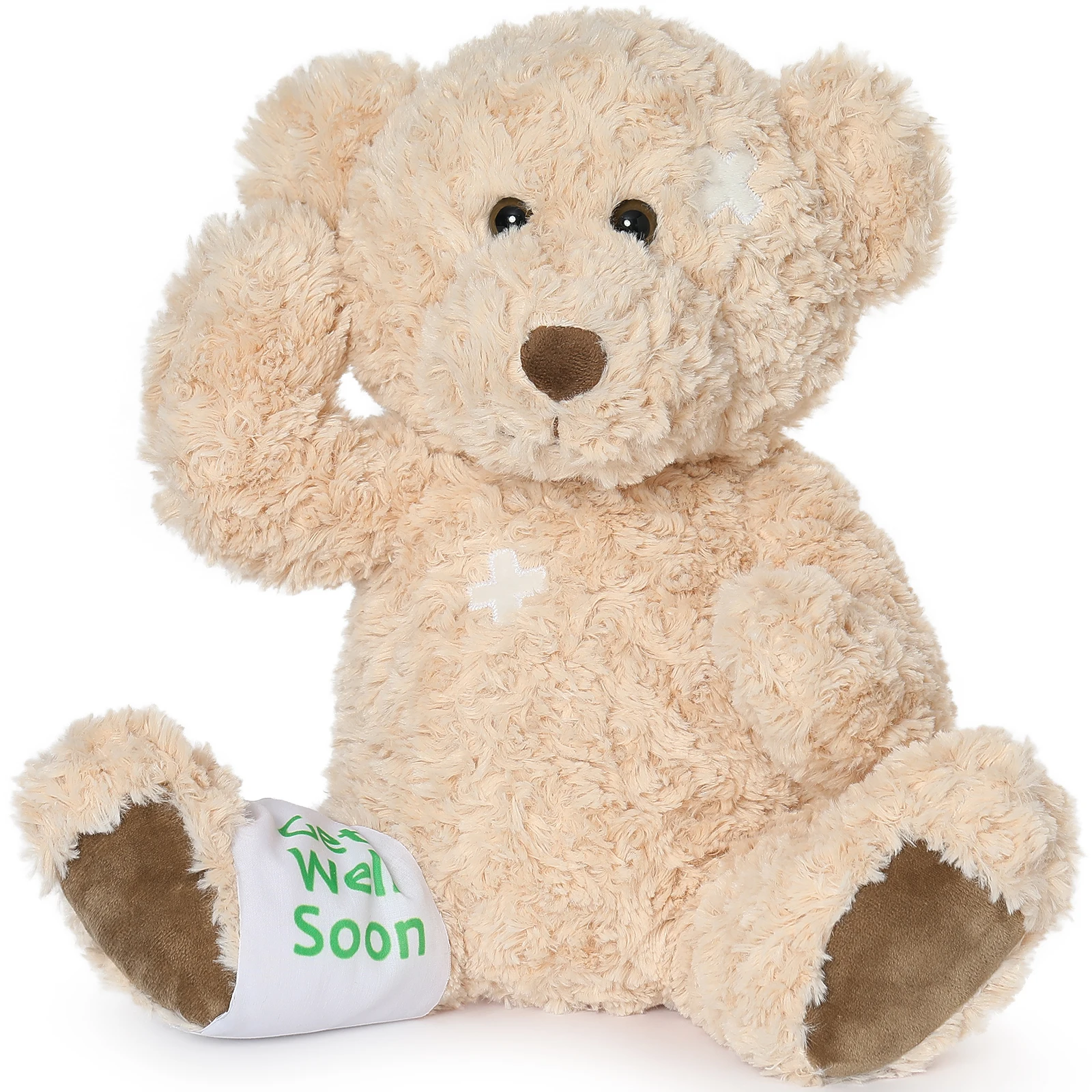 

MorisMos Get Well Soon Bear 35cm, Cuddly and Soft Teddy Bear Light Brown, Kawaii Bear Stuffed Animal Plush Toy Gift for Boys