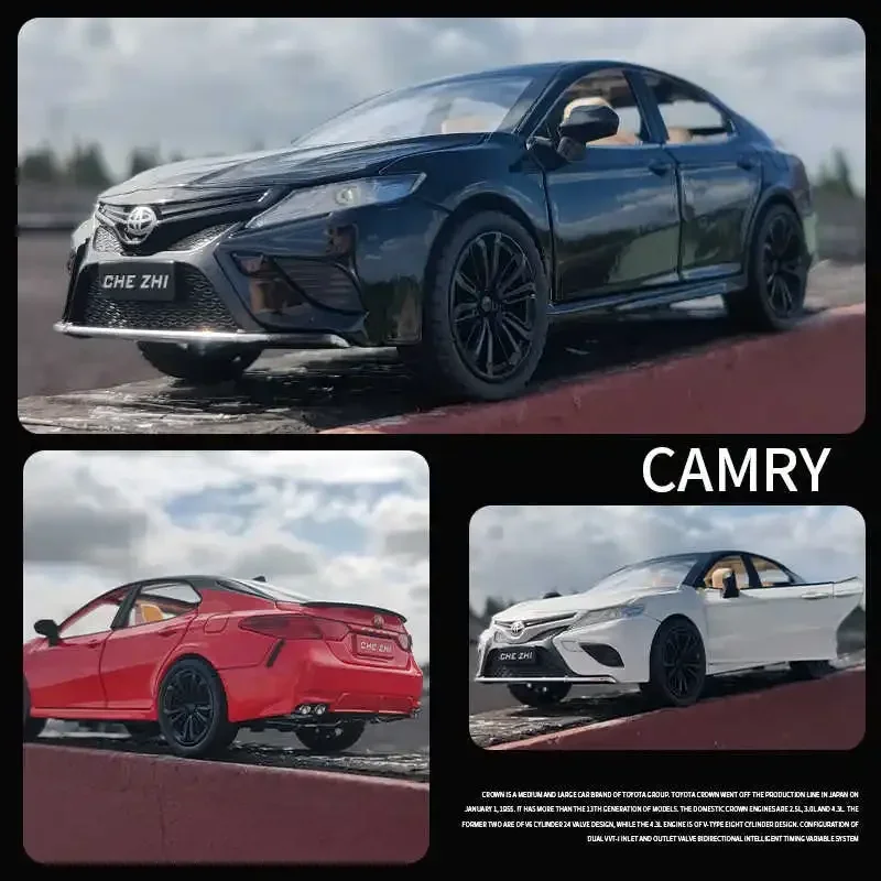 1:24 Toyota Camry Alloy Car Model Diecast Metal Toy Vehicles Car High Simulation Sound Light Collection Childrens Toy Gift A165