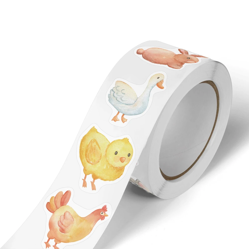 500pcs/Roll Cute Farm Animals Stickers Kawaii Chicken Rabbit Graffiti Decals DIY Suitcase Journal Notebook Sealing Label Sticker