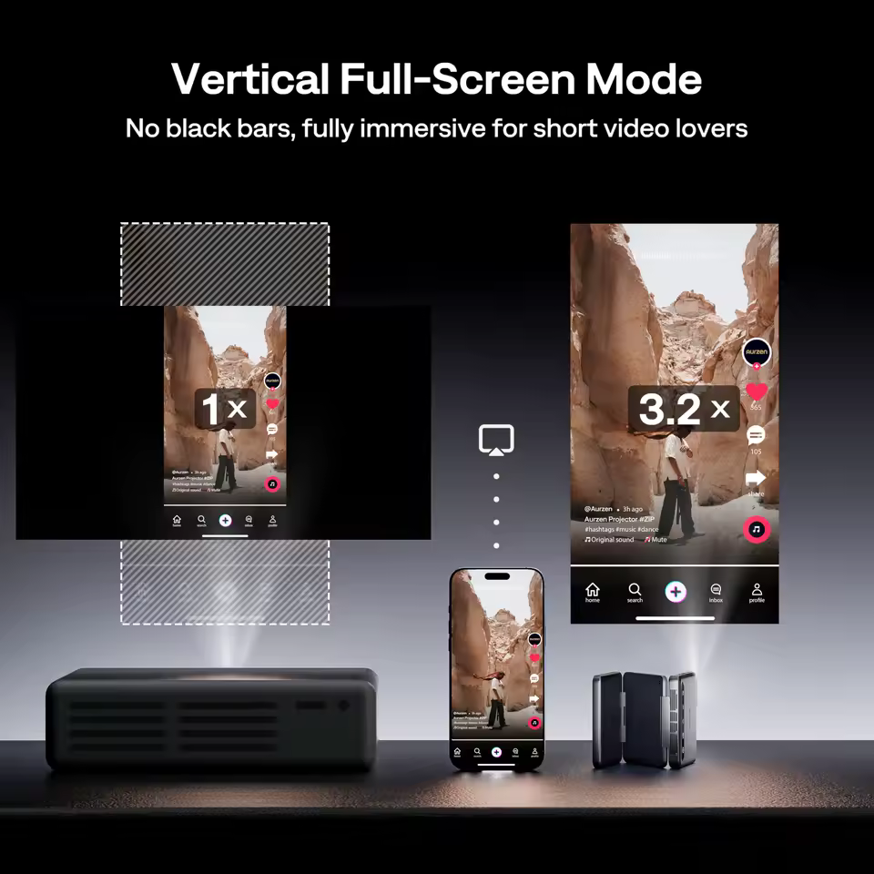 인잠 ZIP 골드 미니 포켓 프로젝터의 휴대 모습