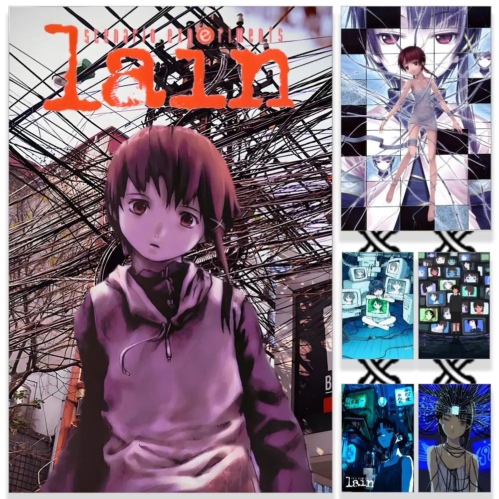 S-Serial Experiments Lain Poster HD Waterproof PP Self-Adhesive Removable Wall Art Poster for Bedroom Cafe Gym Home Decor Gift