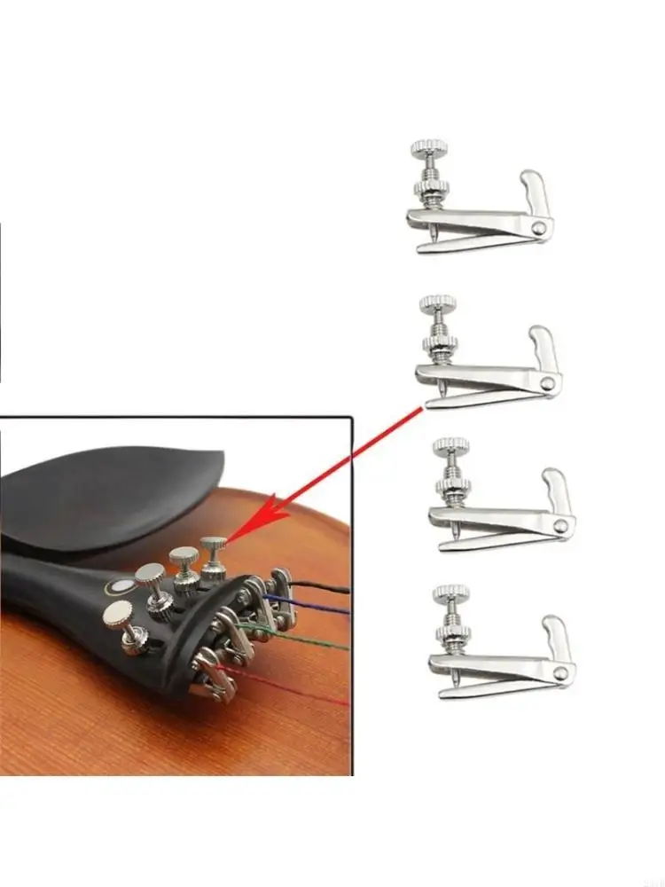4Pcs Violin Fine Tuner Metal String Spinner Fiddle String Adjuster Spinner Stringed Instrument Accessories Enduring 