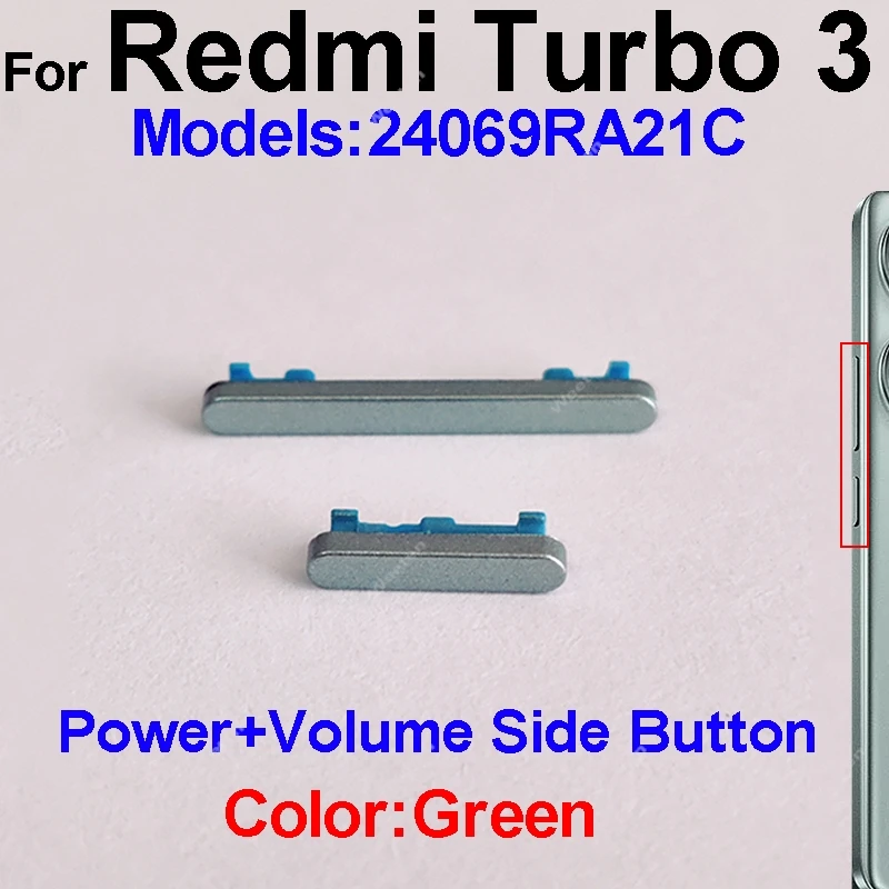 Up/Down Power Volume Side Button For Xiaomi Redmi Turbo 3 Power Volume Button Power Side keys Replacement Spare Parts