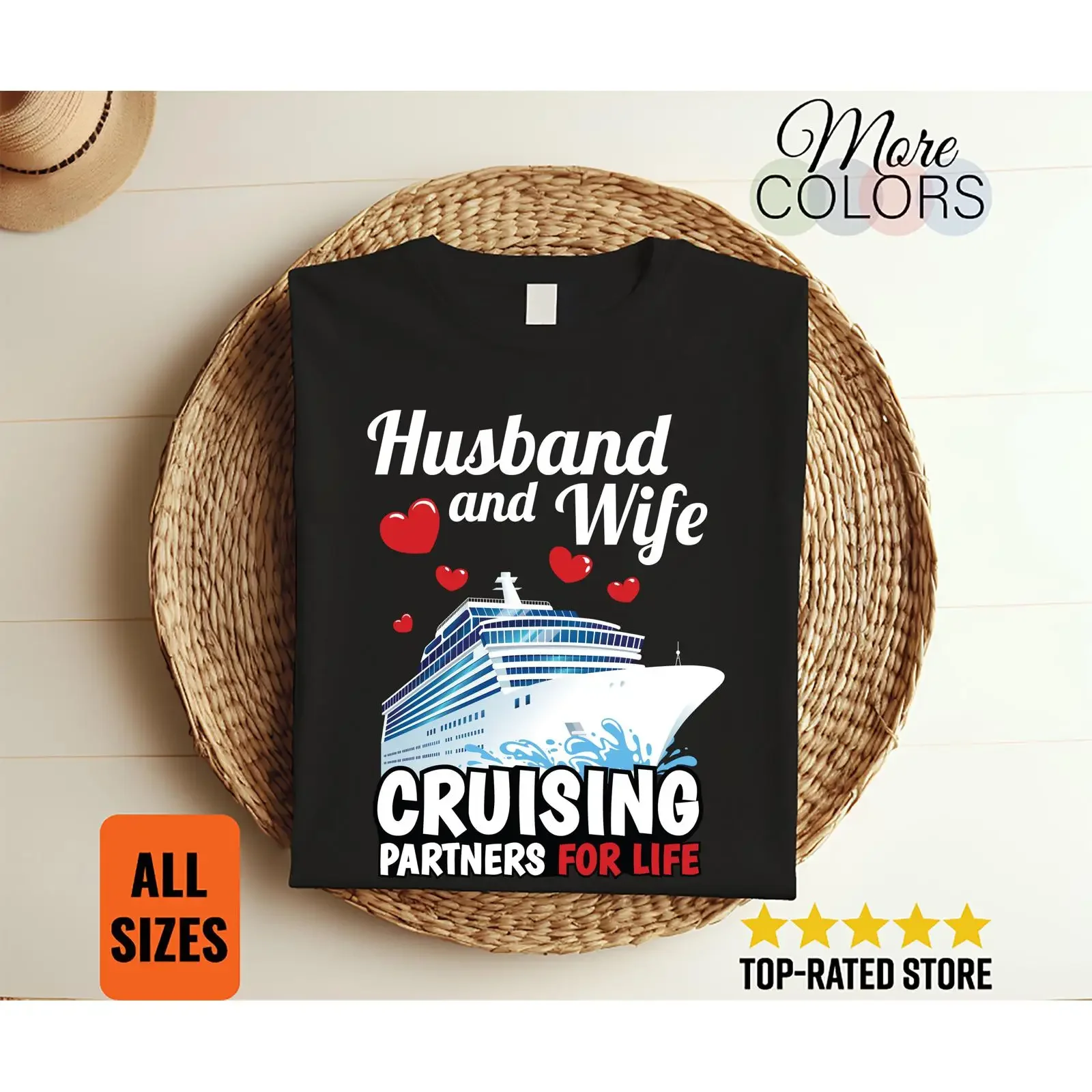 Husband Wife Cruising Partner For Life T Shirt Cruise Vacation Matching Couple Anniversary Honeymoon Travel  vintage Washed