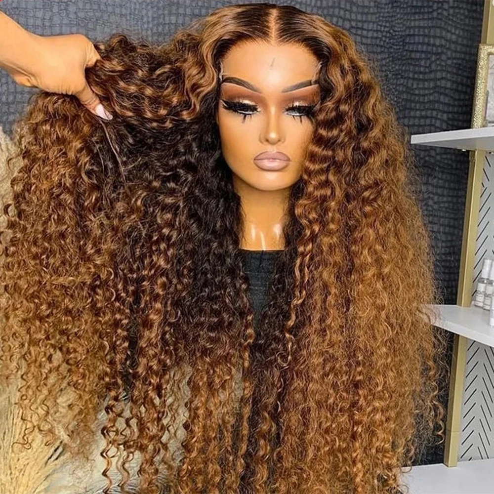 Curly Wigs Highlight 13x6 HD Lace Front Wig Honey Blonde Deep Water Wave Frontal Wig Wear Go Glueless 6x4 HD Lace Closure Wig