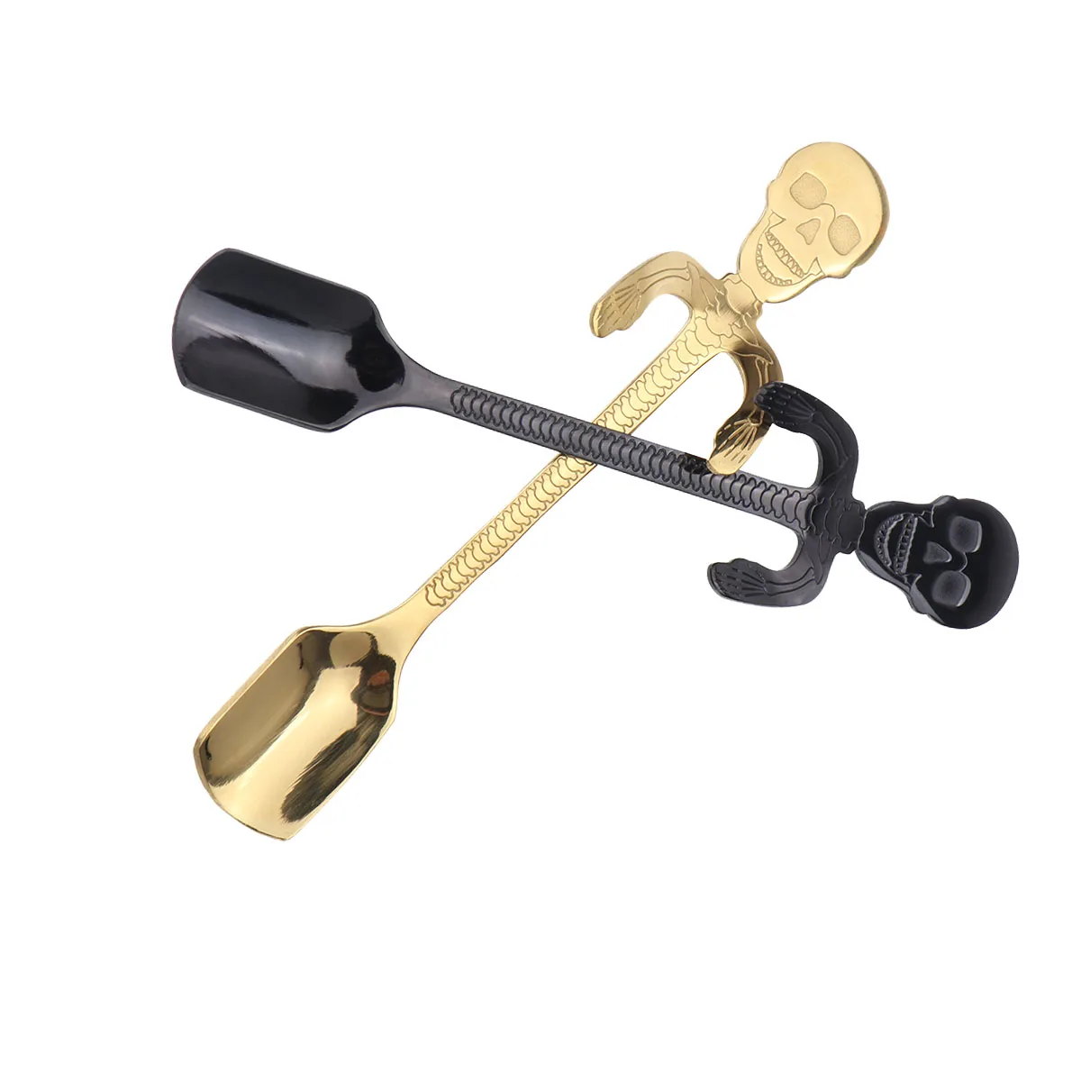 

2PCS Coffee Spoon Stainless Steel Creative Skull Design Hanging Sugar Milk Tea Cutlery Kitchen Bar Accessories