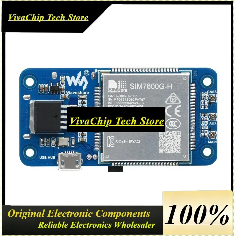 VivaSIM7600G-H 4G HAT (B) For Raspberry Pi, LTE Cat-4 4G / 3G / 2G Support, GNSS Positioning, Global Band