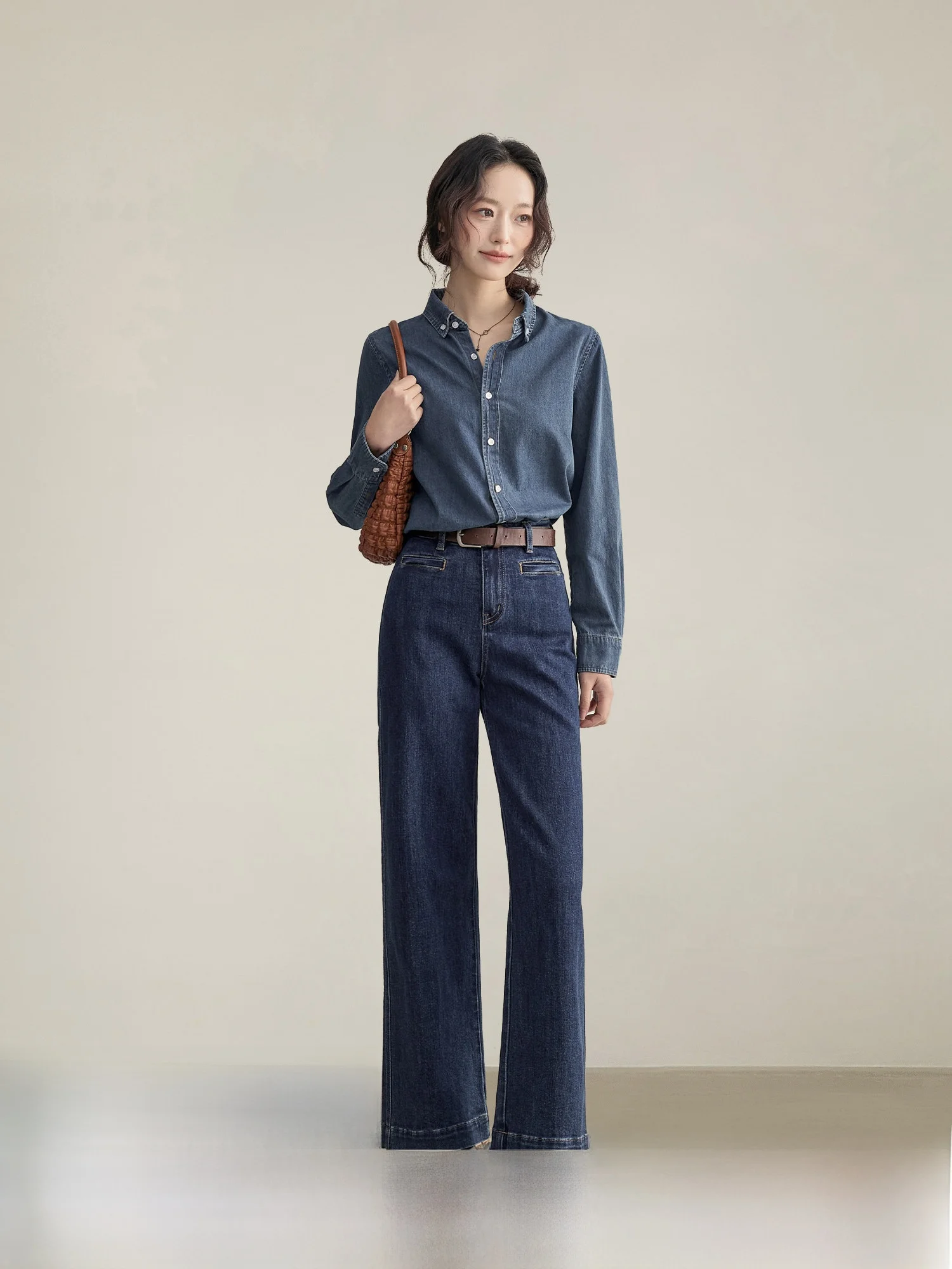 

Маленькие темно-синие джинсы Bell Bot с высокой талией, женские осенне-зимние прямые джинсы, расклешенные джинсовые брюки с микро-клеш