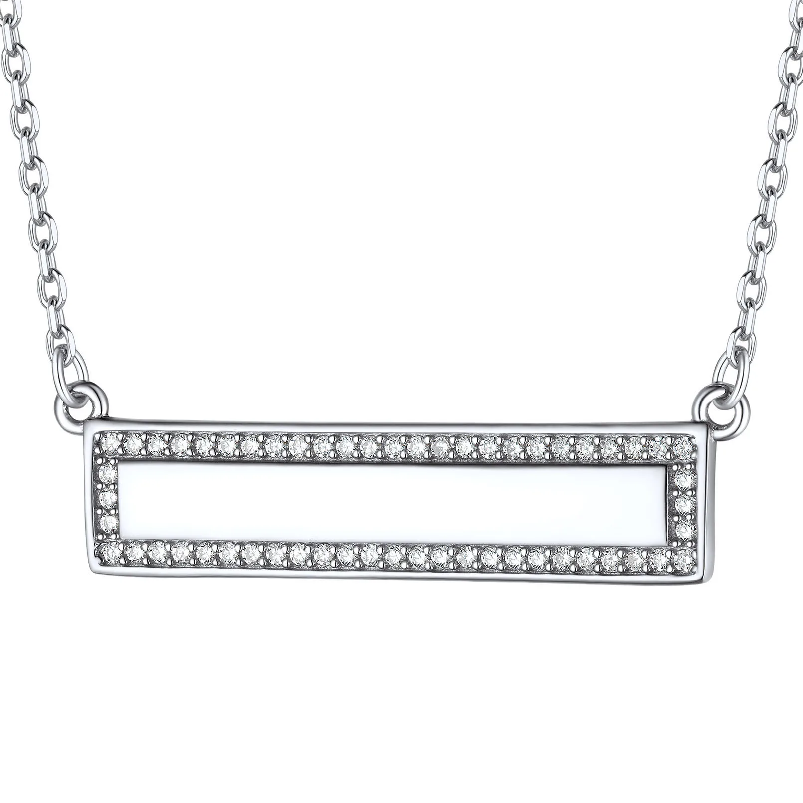 

Bar Necklace 925 Sterling Silver Minimalist Cubic Zirconia Horizontal Bar Pendant Neckalce for Women Teen Girls