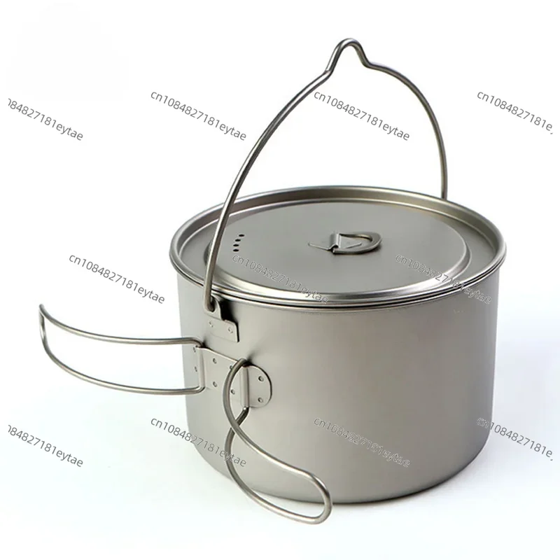 Pure titanium single-layer 2.8L hanging pot and 2 hanging pot folding thickened two-person handle camping pot