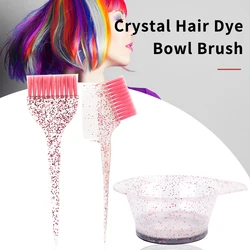 3 professional salon hair dye crystal glitter hair dye bowl set, hair brush and bowl tools, salon hairstyle accessories