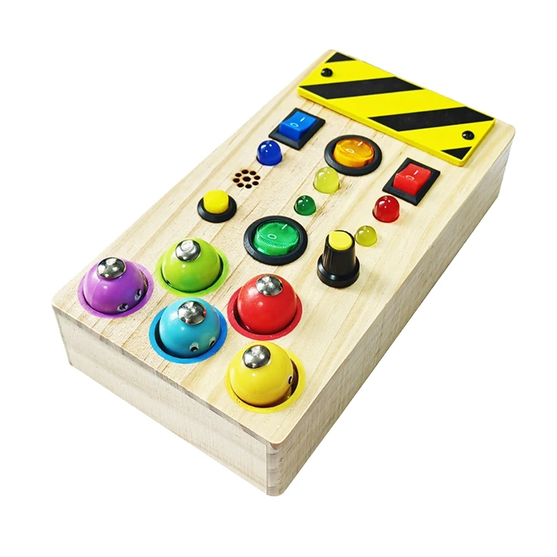 1 Piece Fishing Baby Montessori Wooden Busy Board With LED Light Wood Color Plastic+Wood For Toddlers 1-3Y Toggle Switch Toy