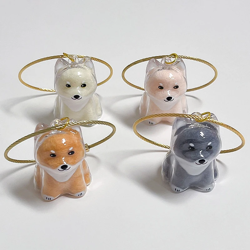 كبسولة شفافة لتقوم بها بنفسك جرو الفراء تذكارية شيبا اينو كيرينغ حقيبة سحر Kawaii شعر الحيوانات الأليفة سلسلة مفاتيح تذكارية