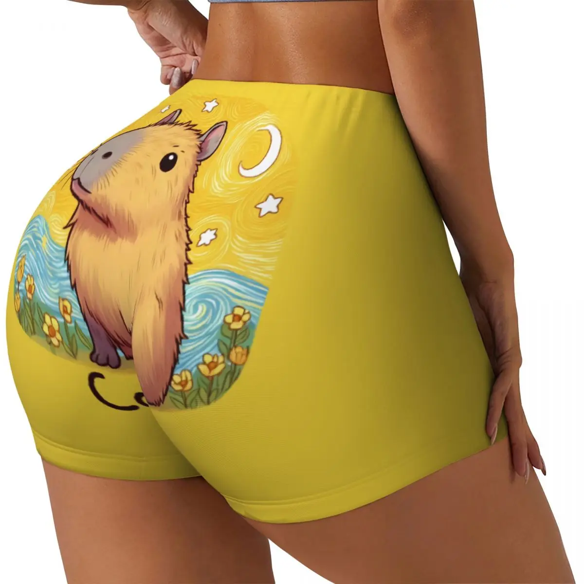 Custom Capybara Gym Biker Running Shorts Women's Workout Yoga Shorts