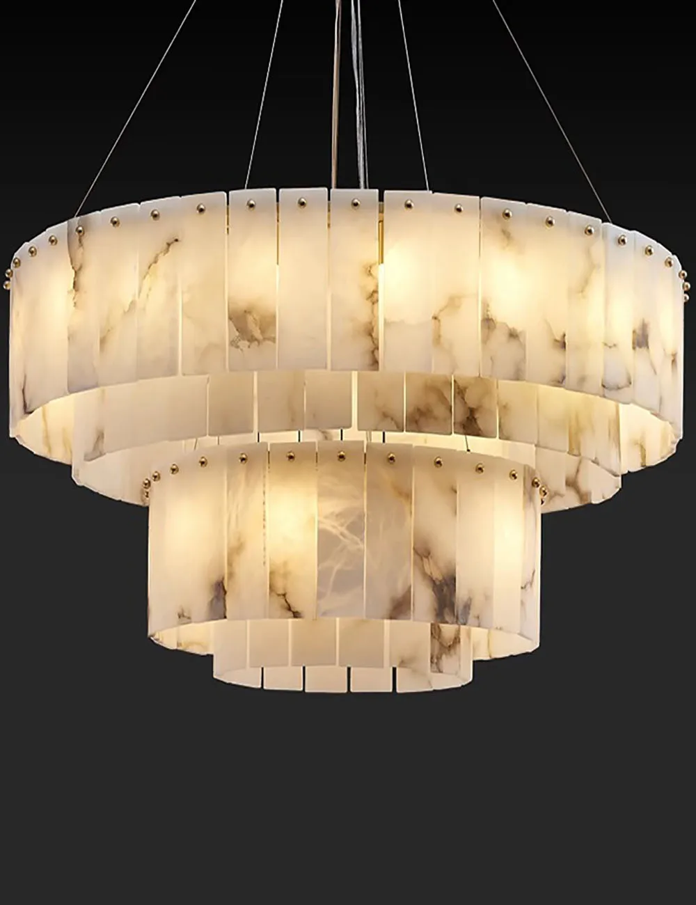 2 Layer Marble Series LED Hanging Lamps Chandelier