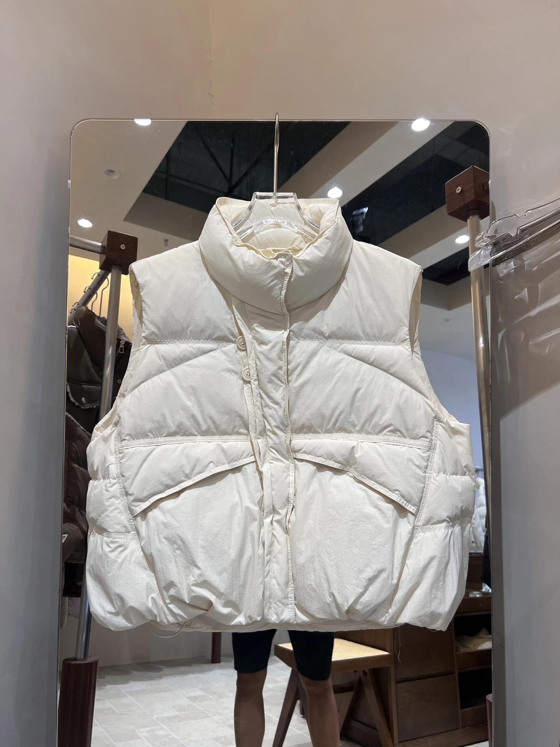 Colete feminino 2025 novo coreano sle gola ort leve casual branco du para baixo jaet oulder na moda