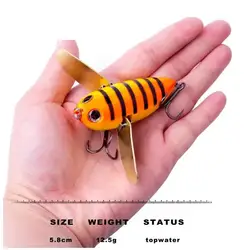 Hard Artificial Insect Fishing Bait Bionic Metal Spoon, Spoon Wing Lure Topwater Swimbait Crankbait Bee Treble Hook 12.5g, 5.8cm