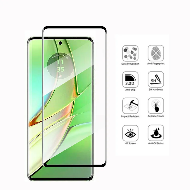 9D Glass For Motorola Edge 40 Tempered Screen Protector + Camera Soft Lens Film For Moto Edge 40 Full Hard Protective