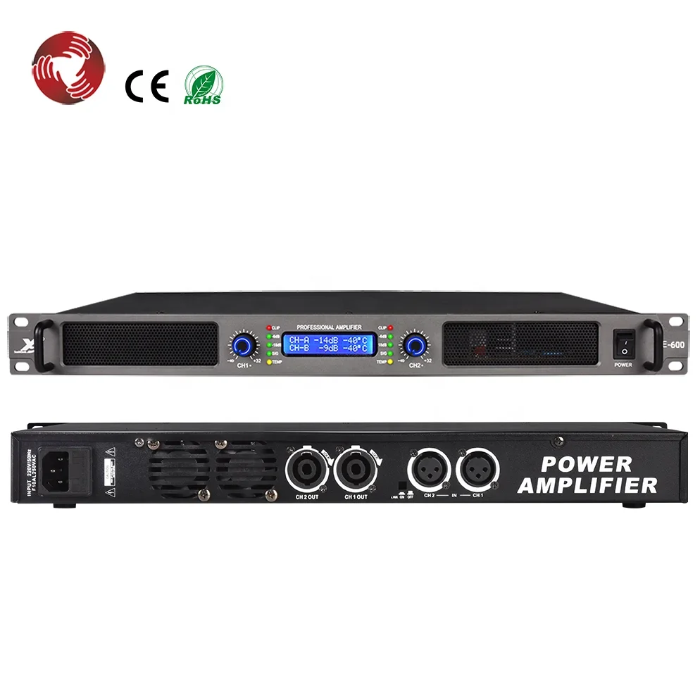 

1U screen 600W*2 power amplifier Class D switching power digital ktv amplifier