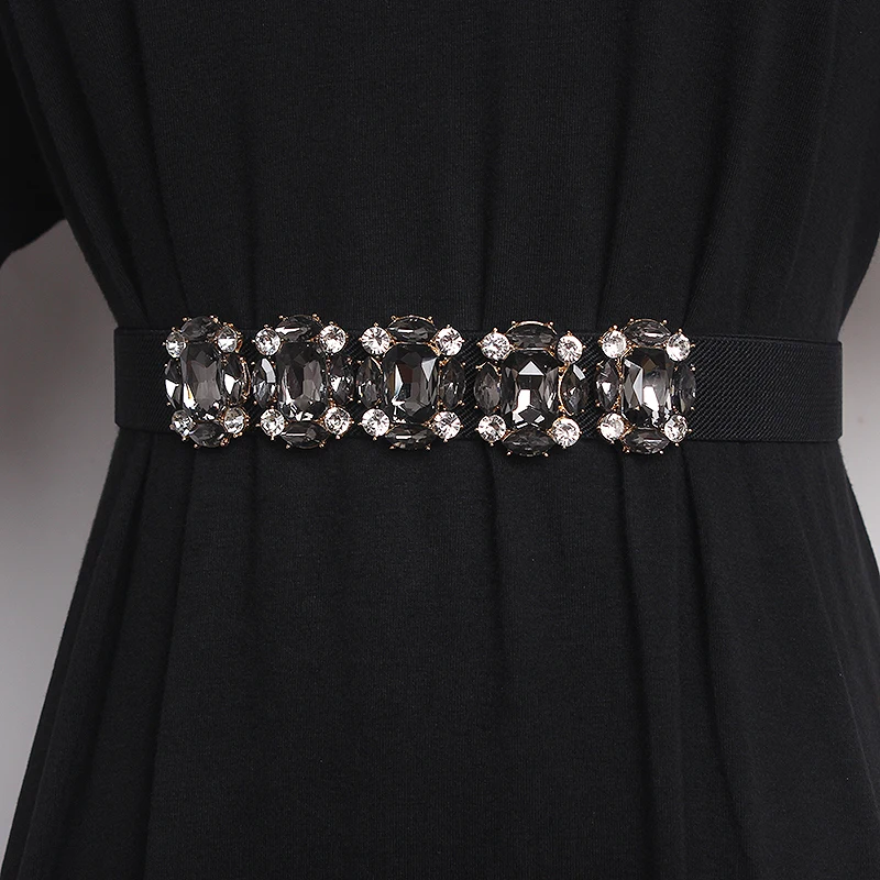 المرأة المدرج موضة لامعة الماس مطاطا فستان Cummerbunds الكورسيهات حزام أحزمة الديكور حزام ضيق TB2807