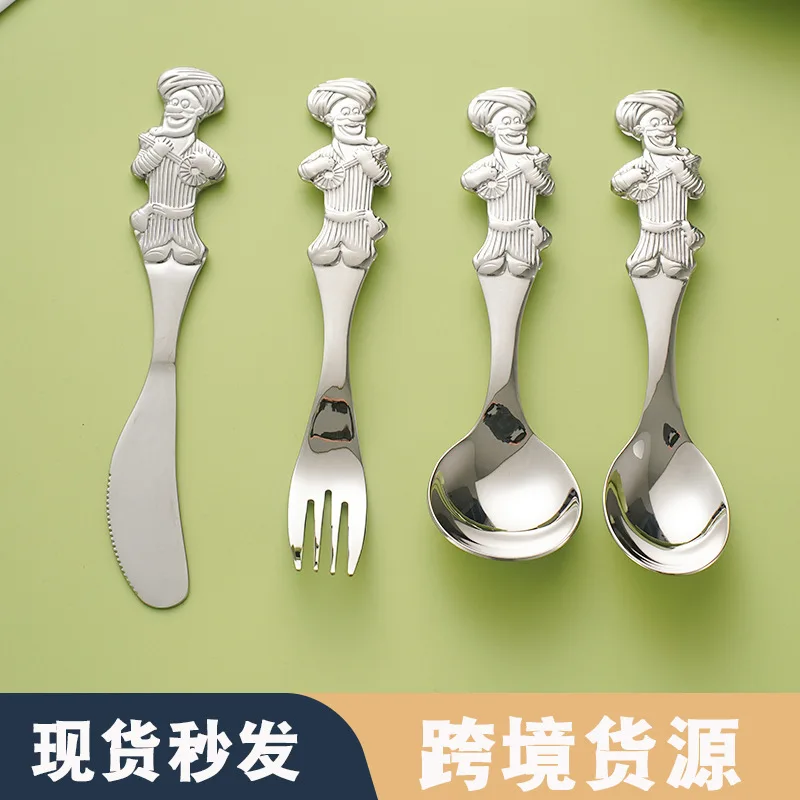 

304 Stainless Steel Steak Knife Fork Spoon Cute Cartoon Relief Home Children's Western Tableware