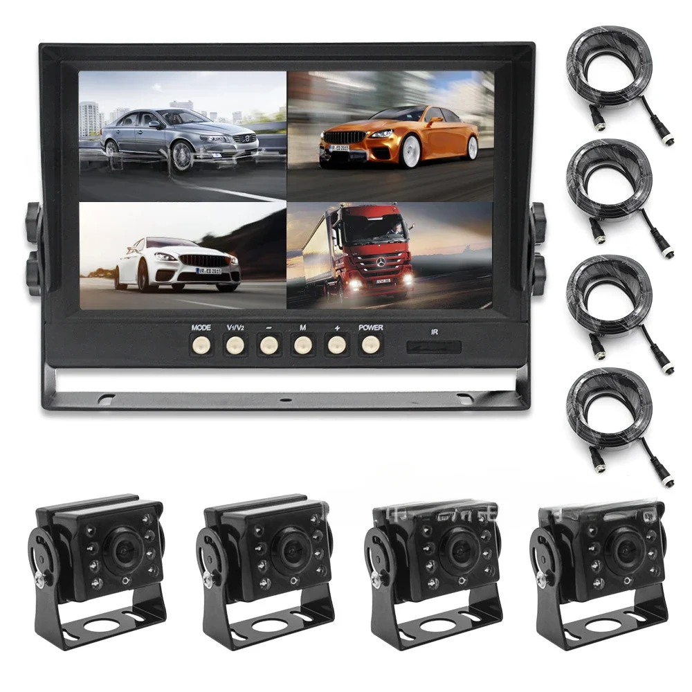 Suitable for 9 inch 1080P high definition AHD four way reversing image driving recorder