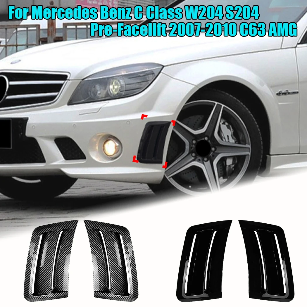 For Mercedes Benz C Class W204 S204 Pre-Facelift 2007-2010 C63 AMG Side Wind Blade Front Air Outlet Kit Car Sticker Modification