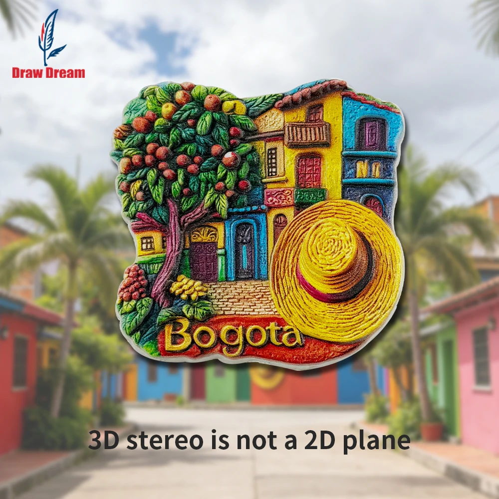 1Pc Colombia Bogota Colorful City Creative 3D Refrigerator Magnet World Travel Souvenir Collection Suitable for Home and Office Decoration, Personalized Exclusive Travel Souvenir Magnetic Refrigerator Magnet, Home Decoration, Kitchen, Room, Office, Cabinet Crafts, Gifts, Holiday Souvenirs, Exquisite Small Gifts