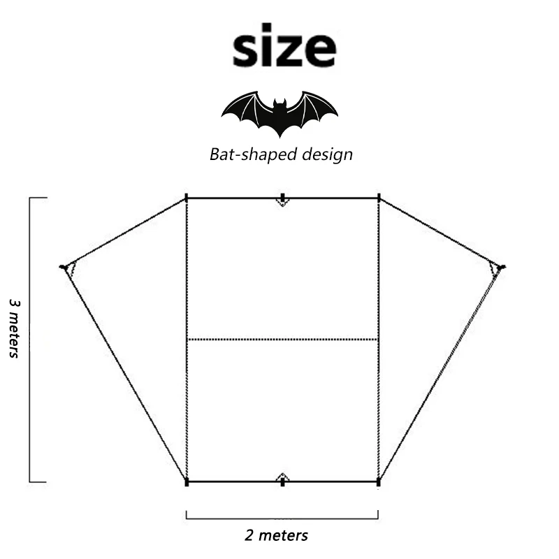 Bat Shape Car Side Awning Black Coating Tarp 2x3 Outdoor Waterproof Camping Black Coated Car Rear Shelter Tent for SUV Van Sedan view 6