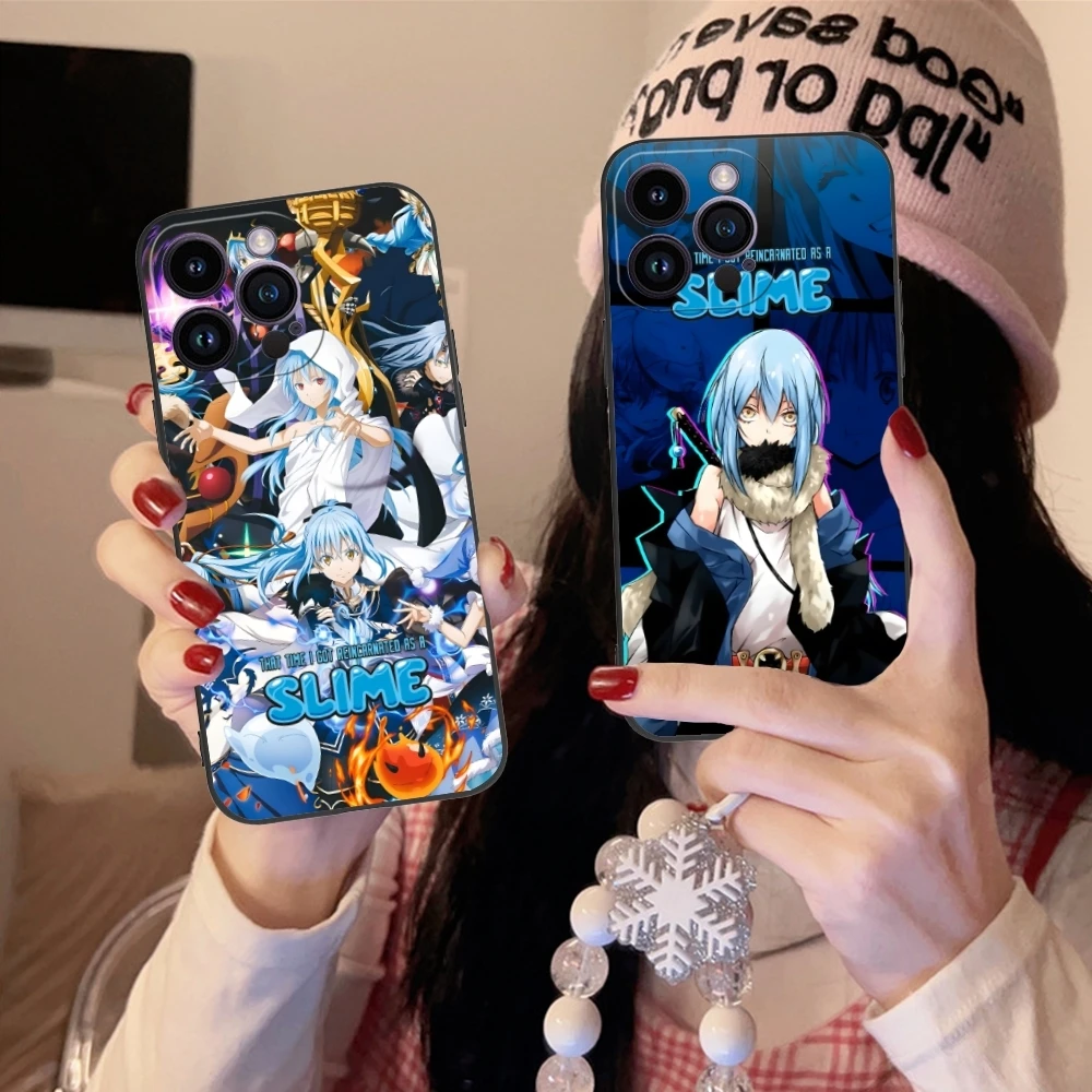 Slime Rimuru Tempest Mobile Phone Case for iPhone 15 14 13 12 11 X XR XS 8 7 Pro Max Plus Mini Black Soft Phone Cover Shell