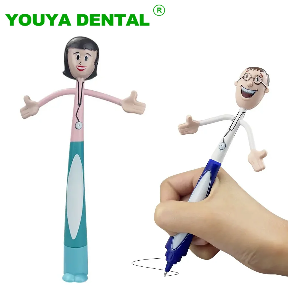 Creative Dentist Pen Cute Bending Roller Ball Pen Plastic School Writing Signing Pens Stationery Dentistry Clinic Gift Souvenirs