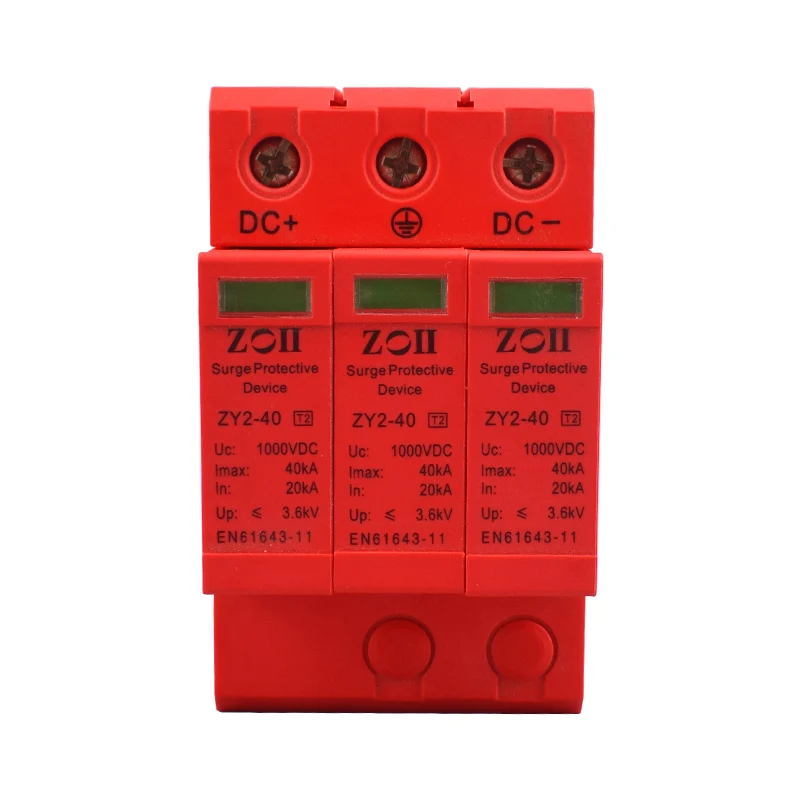 DC SPD Surge Protective Device 500V 1000V 2P 3P 20KA 40KA 60KA Voltage Protector Solar PV Photovoltaic Lightning Arrester