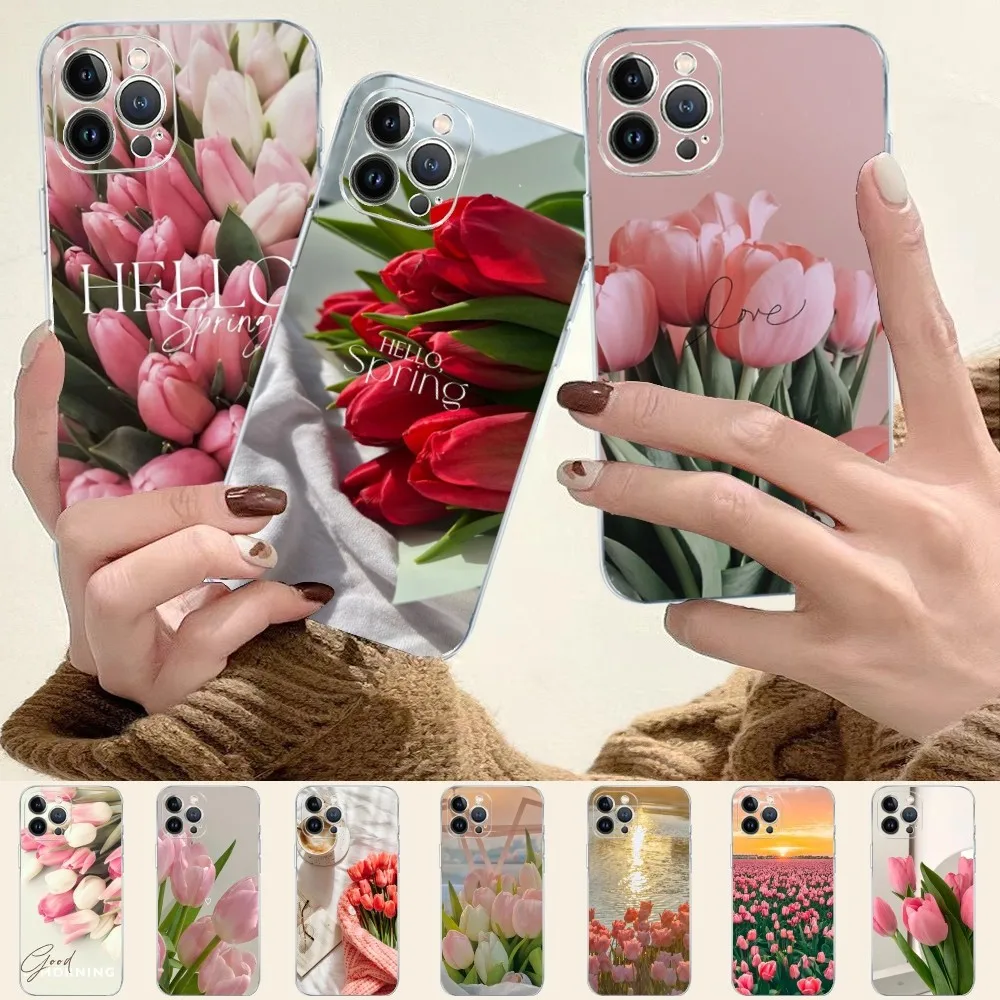 Tulip flower Phone Case For iPhone 15 XR X XS Max 14 13 Pro Max 11 12 Mini 6 7 8 plus SE 2020 Printing Cover