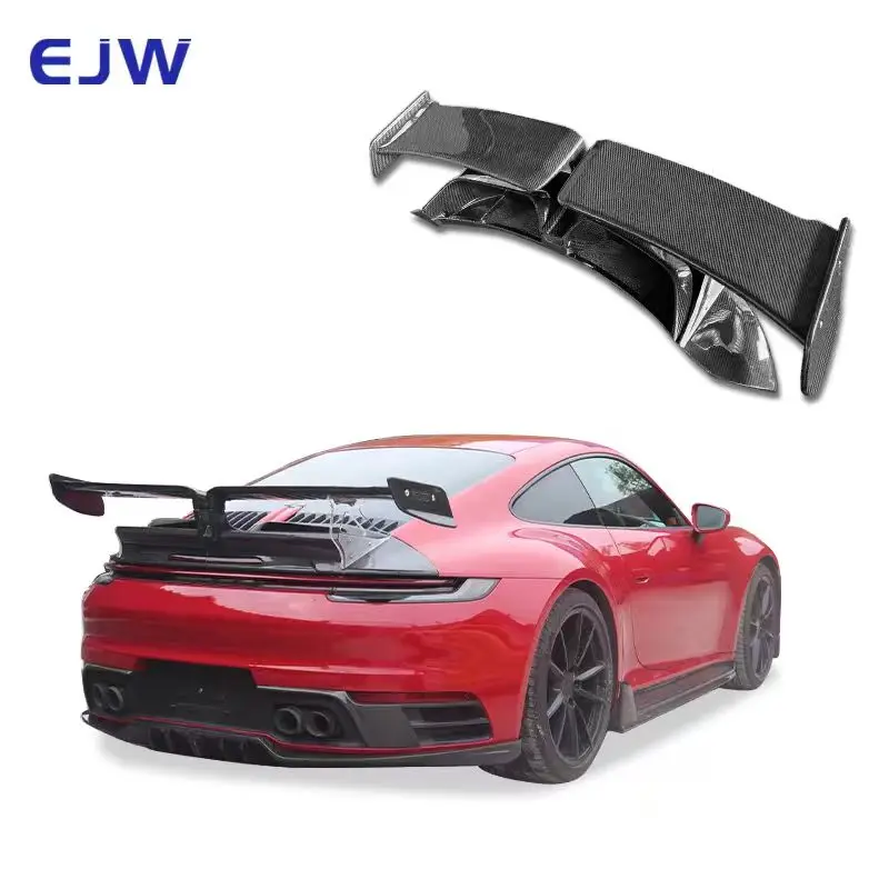 For 2018+Porsche 911 992 Carbon Fiber Trunk Spoiler Car Specific TC Style Carbon Fiber Double-layer Rear Wing Decoration