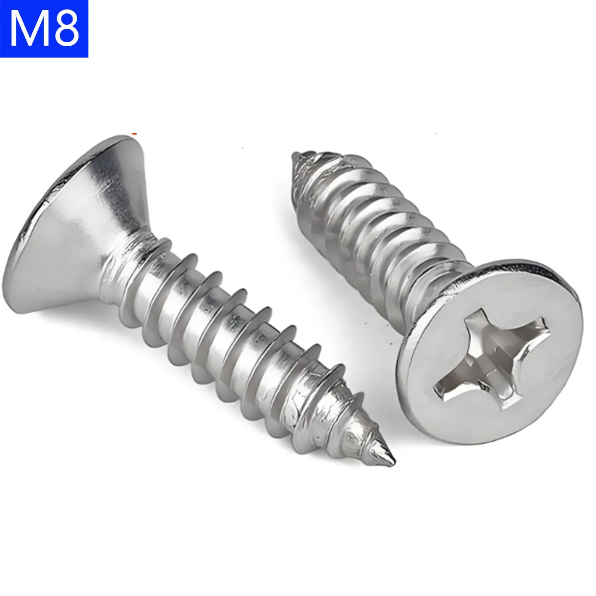M8 304 Stainless Steel Flat Head Phillips Self Tapping Screws  Wood Screws GB 846  DIN 7982
