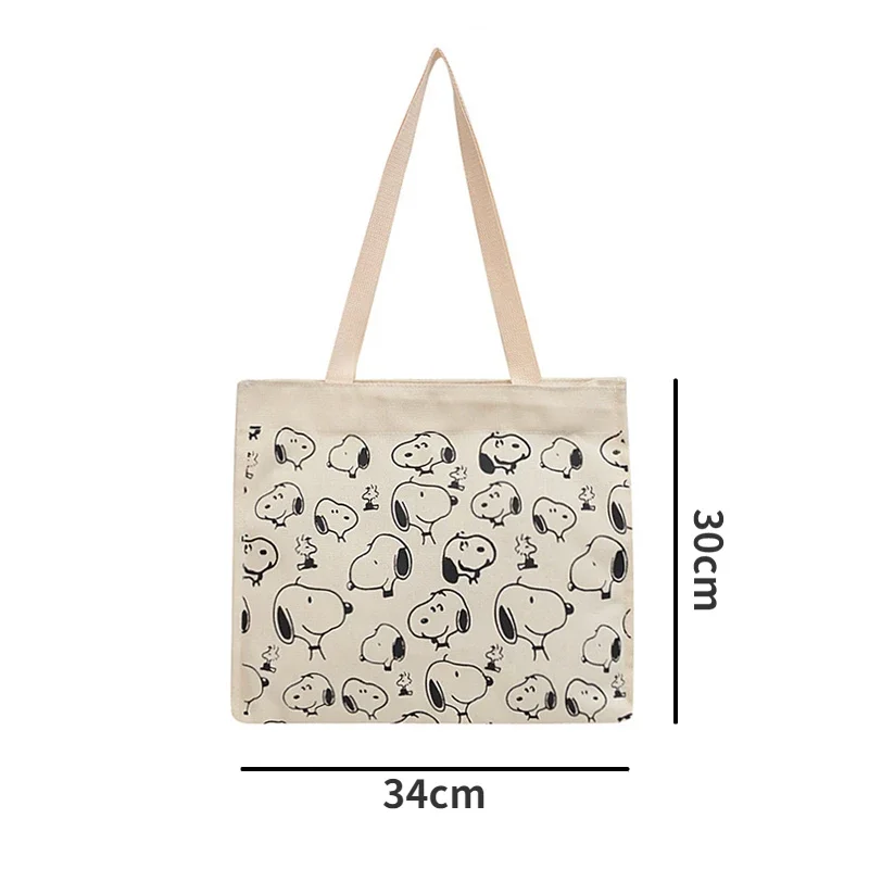 Snoopy Casual Canvas Women Bag Large Capacity Cartoon Print Shoulder Bag Fashion Female Tote Zipper Handbags Ladies Shopping Bag