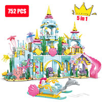Friends Princess Undersea Palace Luxury Castle Playground House Ocean Adventure Treasure Building Blocks Set Toy for Girl Gift