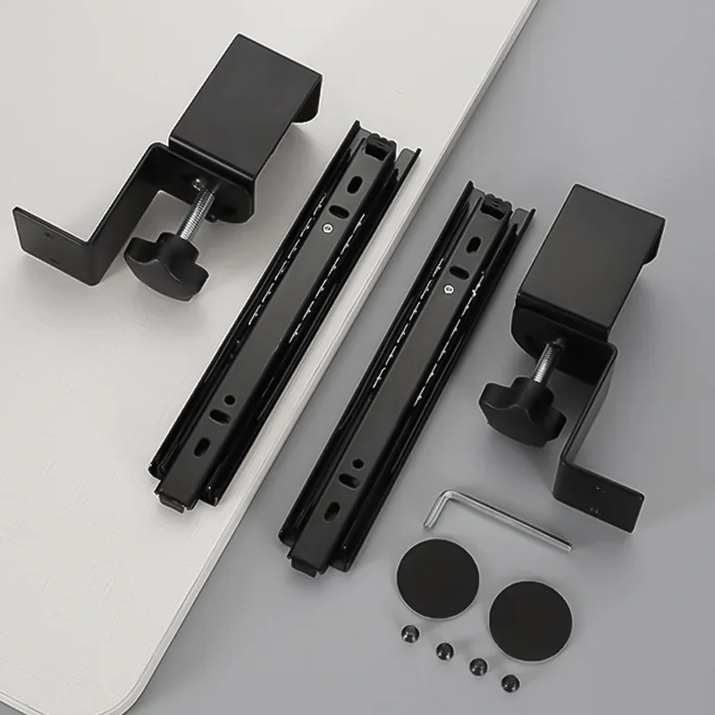 No-drill Keyboard Holder Keyboard Drawer Tray Desktop Slide Clamp Drawer Organizer Computer Mouse Storage Rack Under-desk Stand