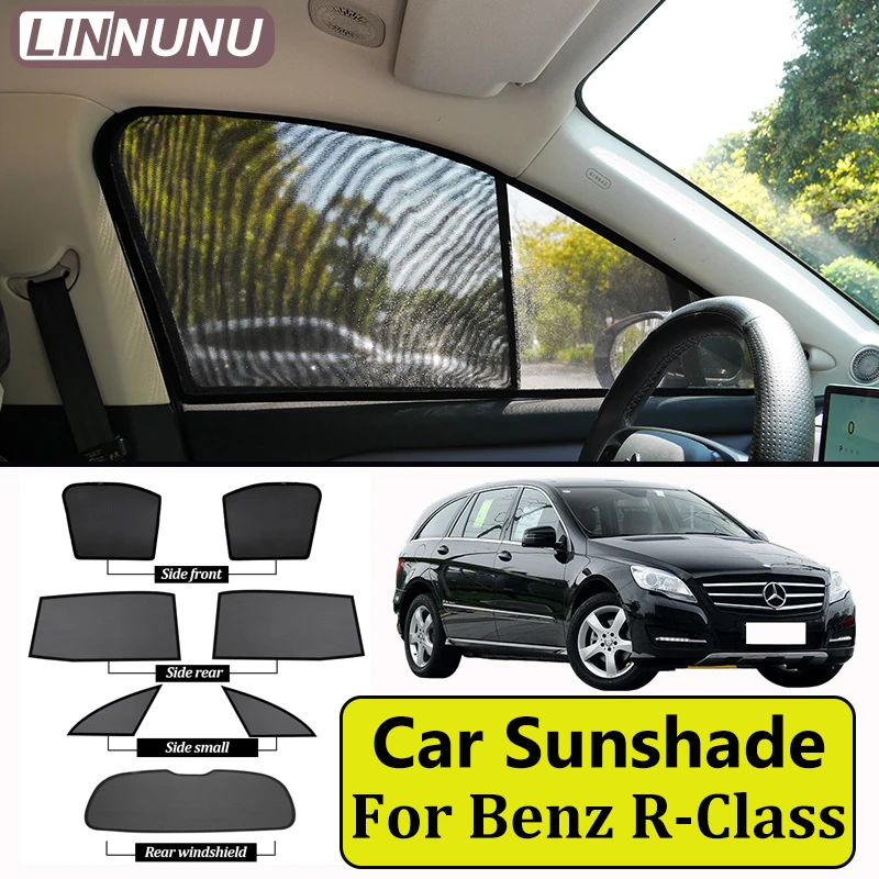 

Магнитная солнцезащитная шторка LINNUNU для Mercedes-Benz R-класса W247, сетчатая сетка на окно, летняя защита от солнца и УФ-излучения, автомобильные аксессуары