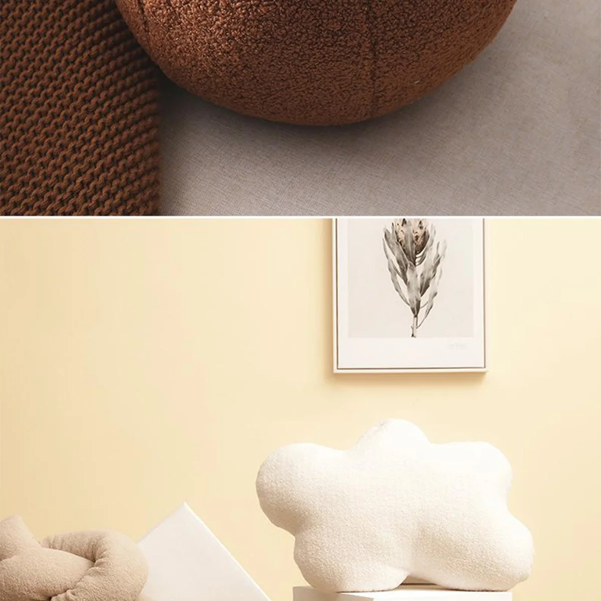 1 Stück Kugelförmiges Plüschkissen, Niedliches Weiches Rückenkissen, Dekoratives Kissen für Zuhause, das Komfort und Stil zum Sofa oder Zimmer verleiht. – Detail 6