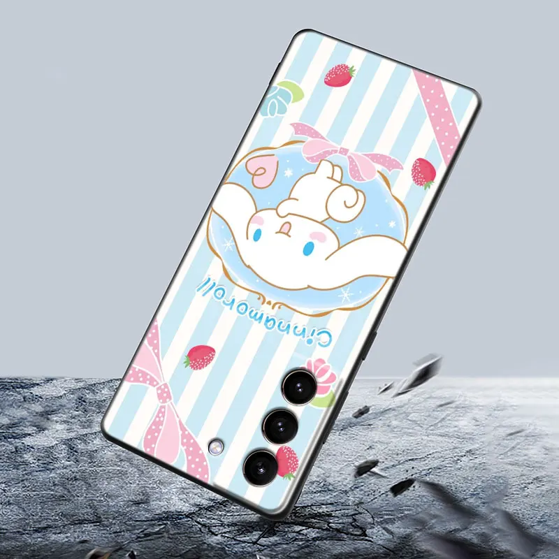 Cinnamoroll etui na telefony do Samsung Galaxy S23 S22 S21 Ultra S20 FE 5G S10E Lite S8 S9 Plus S7 krawędzi czarna okładka