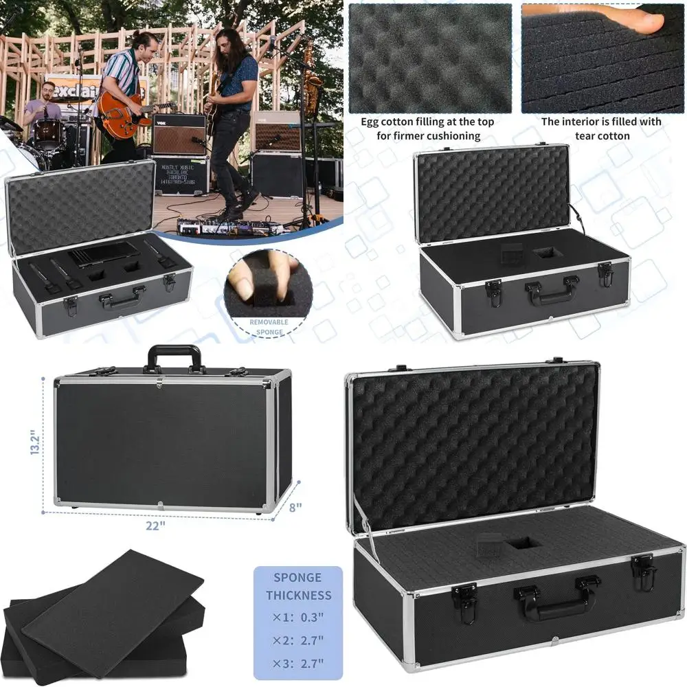 

22 Aluminum Alloy Case for Wireless Mic & Camera Equipment, Customizable Foam Padding, Black