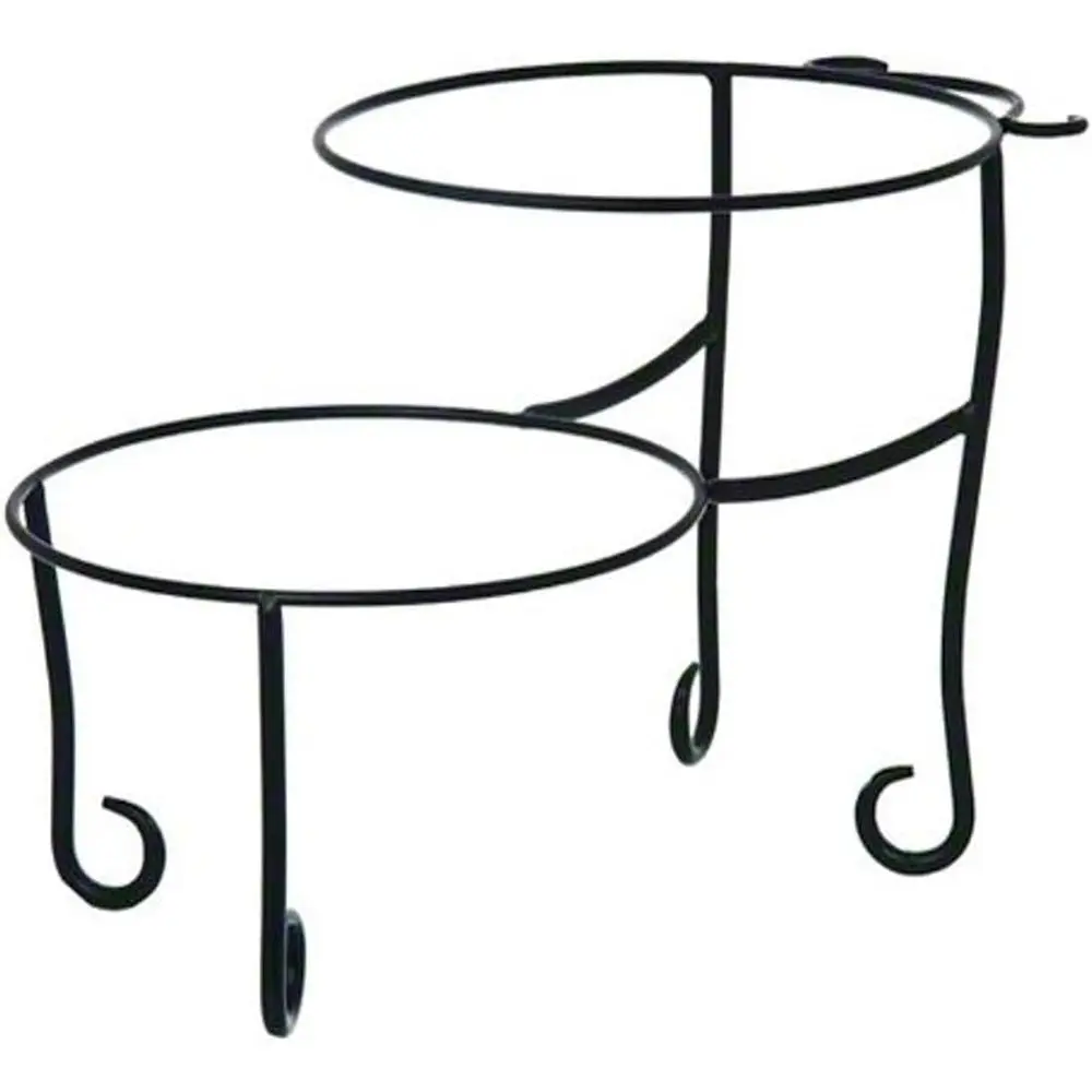 

TLSP1219 Wrought Iron Pizza Stand with Curled Feet, Two-Tier, 12" H x 19" W, Black